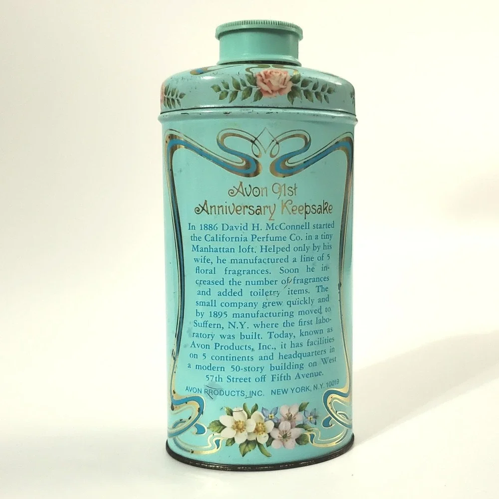 Avon 1977 Anniversary  Keepsake Tin 91st Special Edition Decoration Floral 5.25